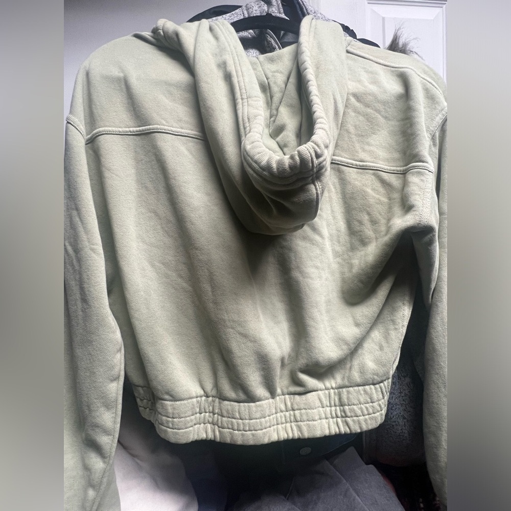 Aerie are cropped Sage Green Zip-Up Hoodie xs lounge oversized chic comfy - Picture 5 of 9